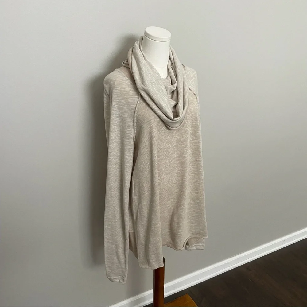 Free People Beach Top Tunic Two Body Corps Deux Cowl Relaxed Fit Lounge Oatmeal - Picture 2 of 15